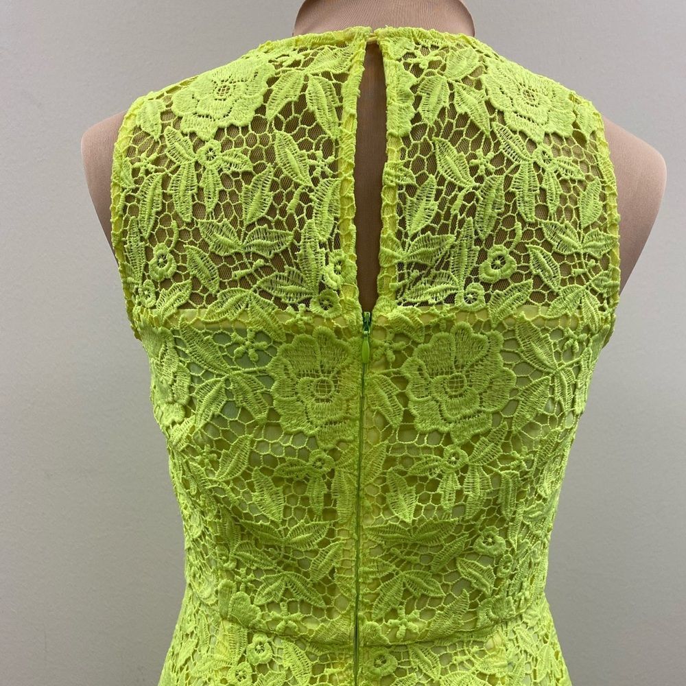 J Crew Collection Neon Green Lace Sleeveless Mini Sheath Dress - Picture 7 of 9
